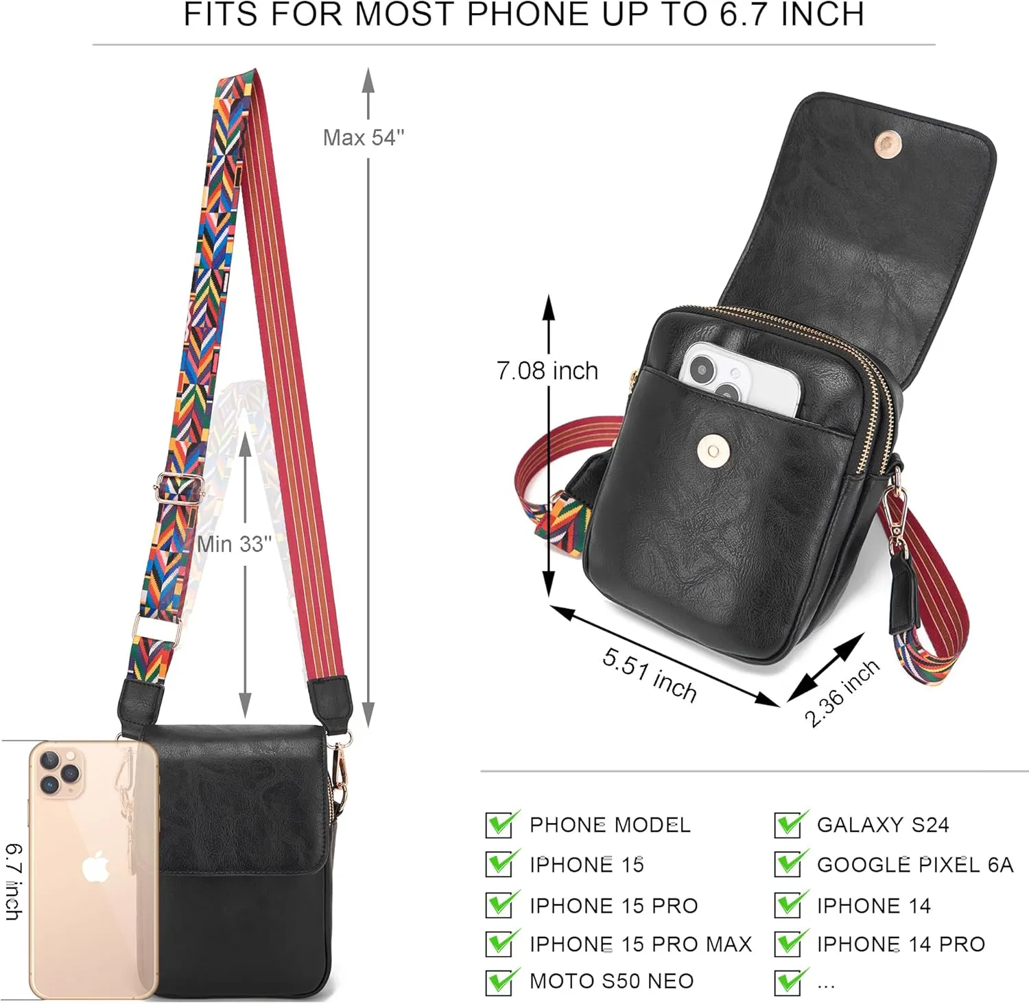 Soperwillton Crossbody Bags for Women Vegan Leather Purse Small Shoulder Handbags with Wide Adjustable Strap