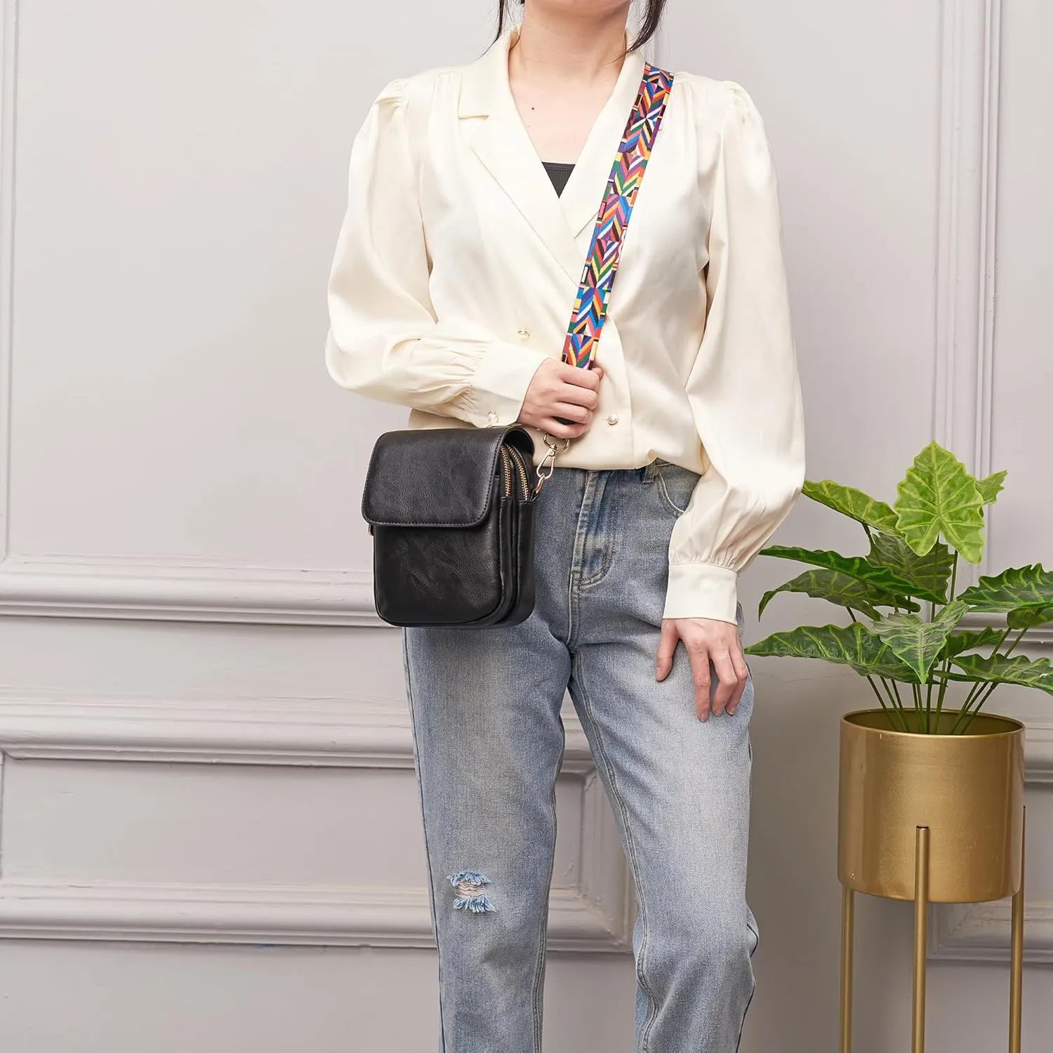 Soperwillton Crossbody Bags for Women Vegan Leather Purse Small Shoulder Handbags with Wide Adjustable Strap