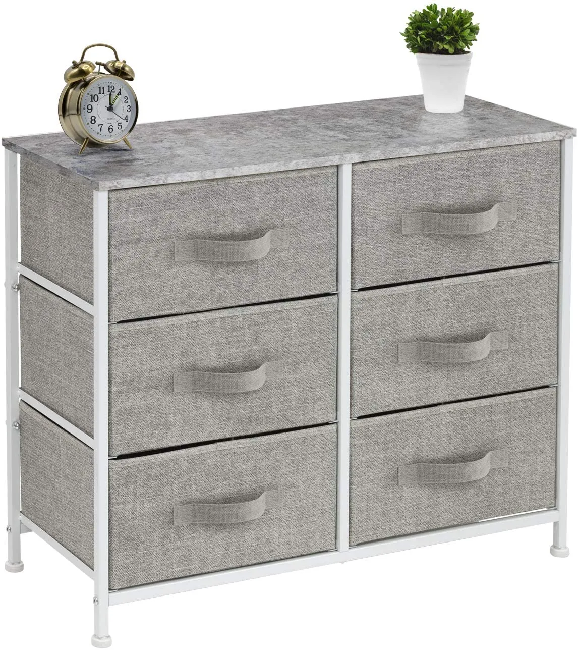 Sorbus Dresser with 6 Drawers - Furniture Storage Tower Unit for Bedroom, Hallway, Closet, Office Organization - Steel Frame, Wood Top, Easy Pull Fabric Bins (6 Drawer - Gray)