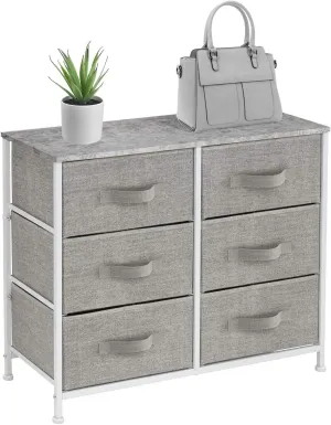 Sorbus Dresser with 6 Drawers - Furniture Storage Tower Unit for Bedroom, Hallway, Closet, Office Organization - Steel Frame, Wood Top, Easy Pull Fabric Bins (6 Drawer - Gray)