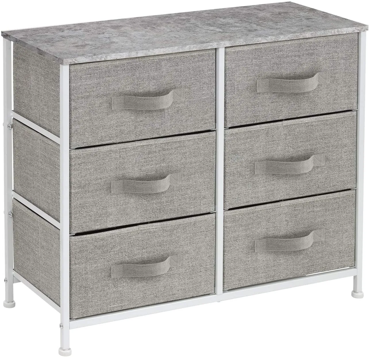 Sorbus Dresser with 6 Drawers - Furniture Storage Tower Unit for Bedroom, Hallway, Closet, Office Organization - Steel Frame, Wood Top, Easy Pull Fabric Bins (6 Drawer - Gray)