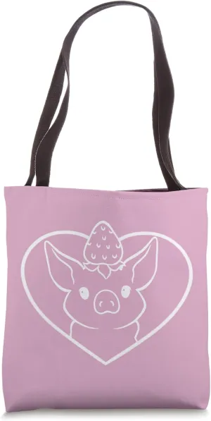 Sow Swine Cute Heart Strawberry Mini Pig Tote Bag
