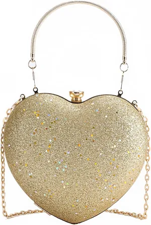 Sparkly Clutch Purses for Women Formal Clutch, Heart Shape Evening Bag, Purse Handbag for Wedding Cocktail Party
