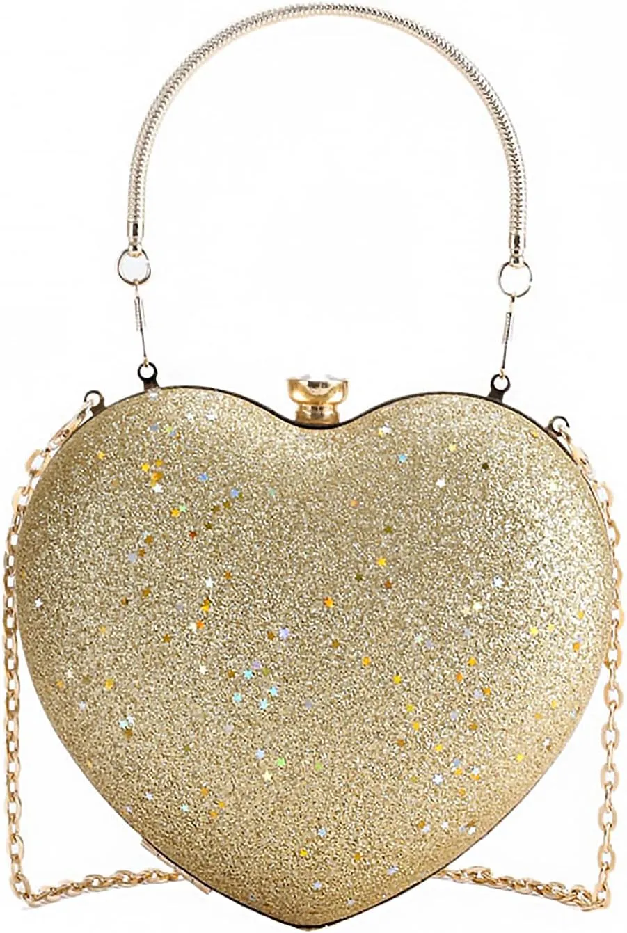 Sparkly Clutch Purses for Women Formal Clutch, Heart Shape Evening Bag, Purse Handbag for Wedding Cocktail Party