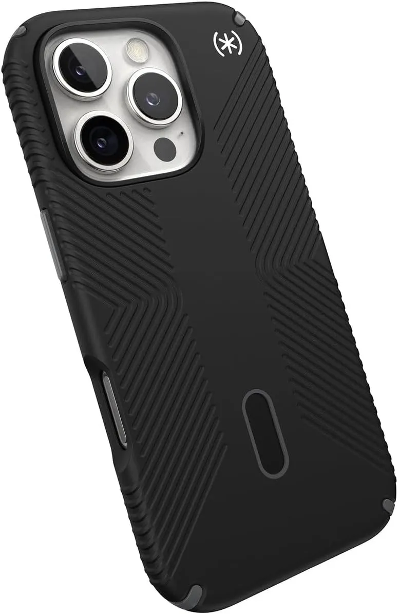 Speck Black iPhone 16 Pro Case MagSafe and ClickLock - Slim Phone Case iPhone 16 Pro - iPhone 16 Pro Phone Case - Presidio 2 Grip - Black/Slate
