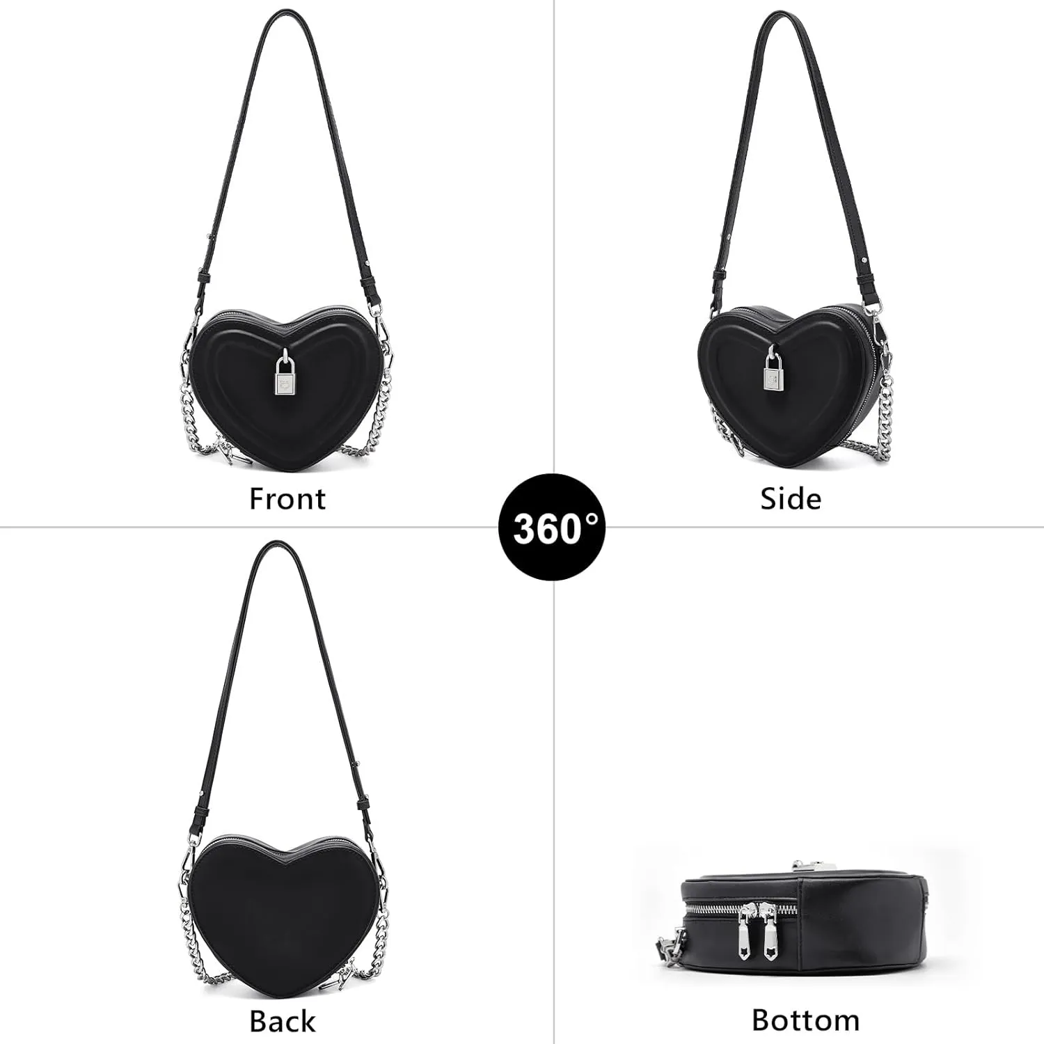 Split Cow Leather Shoulder Bag for Women Chain Crossbody Bag Purse Fashion Heart-Shaped Handbag Mini Bag
