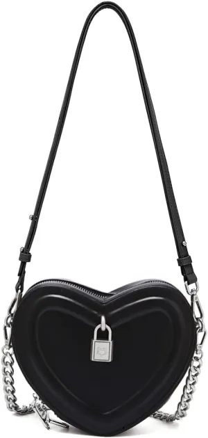 Split Cow Leather Shoulder Bag for Women Chain Crossbody Bag Purse Fashion Heart-Shaped Handbag Mini Bag