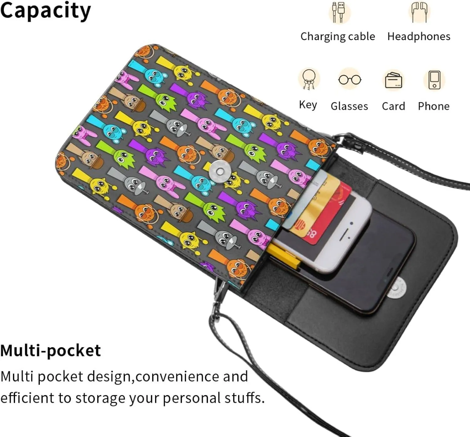 Sprunki Cell Phone Purse Crossbody Bag for Outdoor Travel Sports Camping Hiking Shoulder Bags