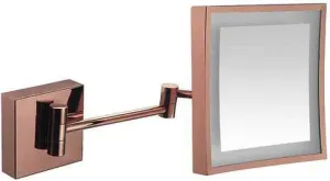 Square Vanity Cosmetic Mirror Wall Mount 3X Magnification Extendable for Shaving in Bedroom (Color : Antique, Size : Powered by Plug)