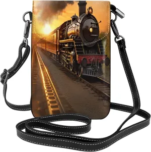 Steam Train Print crossbody cell phone purse for women,trendy mini handbag with credit card slots