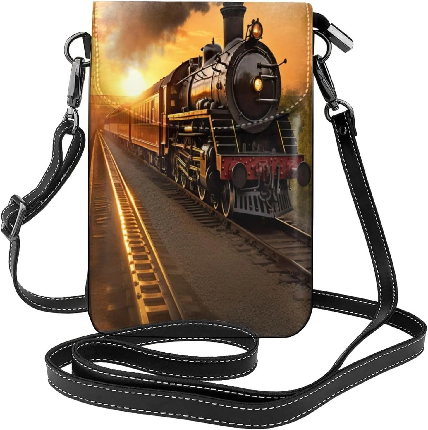 Steam Train Print crossbody cell phone purse for women,trendy mini handbag with credit card slots