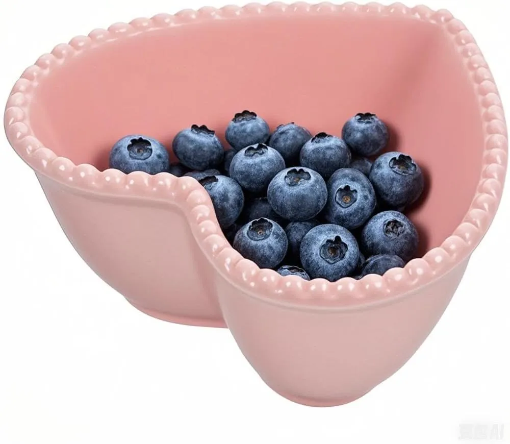 STOBAZA Pink Heart Bowl Heart Shaped Ceramic Bowl Valentines Sauce Dish Fruit Salad Bowl Dessert Plate Food Serving Tray for Wedding Birthday Party Home Kitchen Restaurant Pink