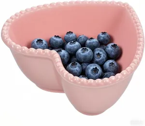 STOBAZA Pink Heart Bowl Heart Shaped Ceramic Bowl Valentines Sauce Dish Fruit Salad Bowl Dessert Plate Food Serving Tray for Wedding Birthday Party Home Kitchen Restaurant Pink