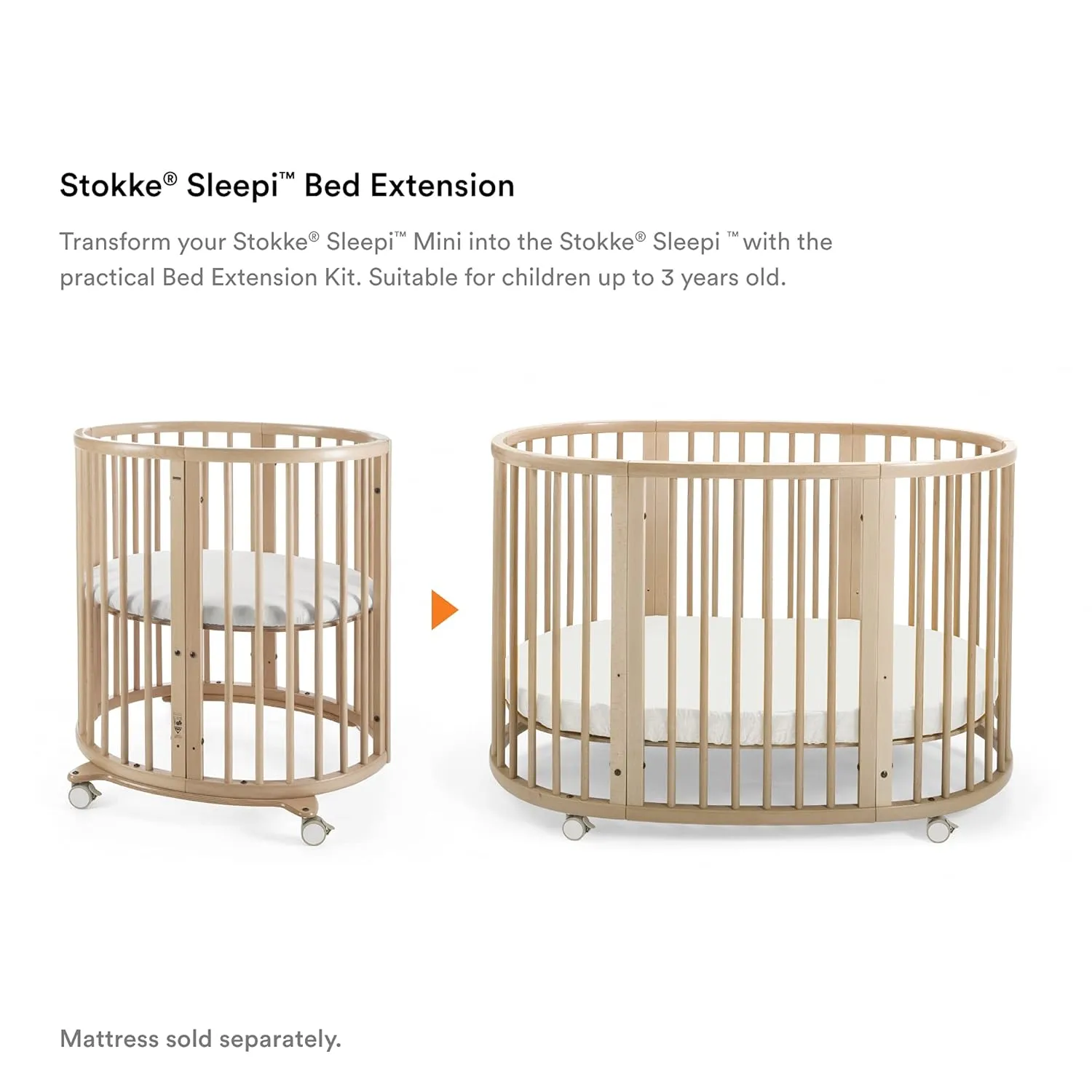 Stokke Sleepi Bed Extension V2, Natural - Compatible with Products Purchased Before Sept. 2022 - Convert Mini Crib into Sleepi Bed - Mattress Sold Separately