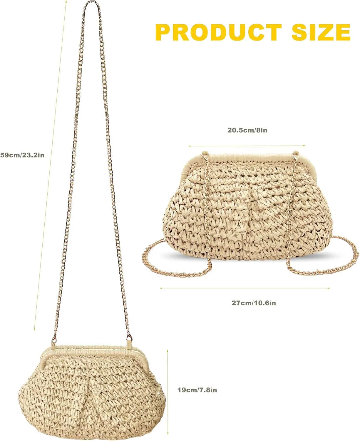 Straw Clutch Purses for Women Crossbody Vacation Handbags Woven Boho Pouch Bags Summer Beach Evening Bags