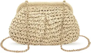 Straw Clutch Purses for Women Crossbody Vacation Handbags Woven Boho Pouch Bags Summer Beach Evening Bags