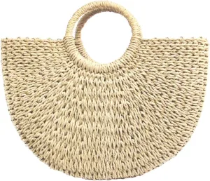 Straw Tote Bag for Women Large Woven Beach Bag Round Handle Ring Tote Retro Purse Hobo Summer Beach Bag