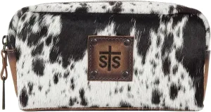 STS Ranchwear Women's Western Leather Cowhide Bebe Cosmetic Bag, White, One Size