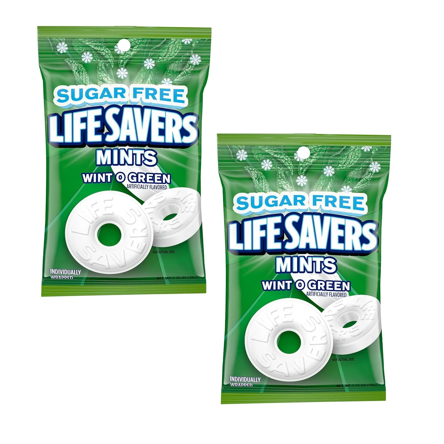 Sugar Free Lifesavers Pep O Mint & Wint O Green Mints, 2.75 Ounce (Pack of 4), Peppermint Breath Mints, Wintergreen Mints
