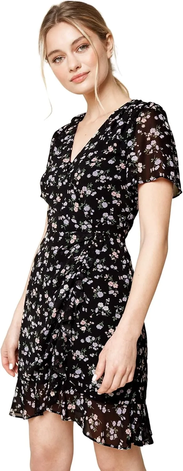 Sugar Lips Women's Lavina Floral Mini Wrap Dress