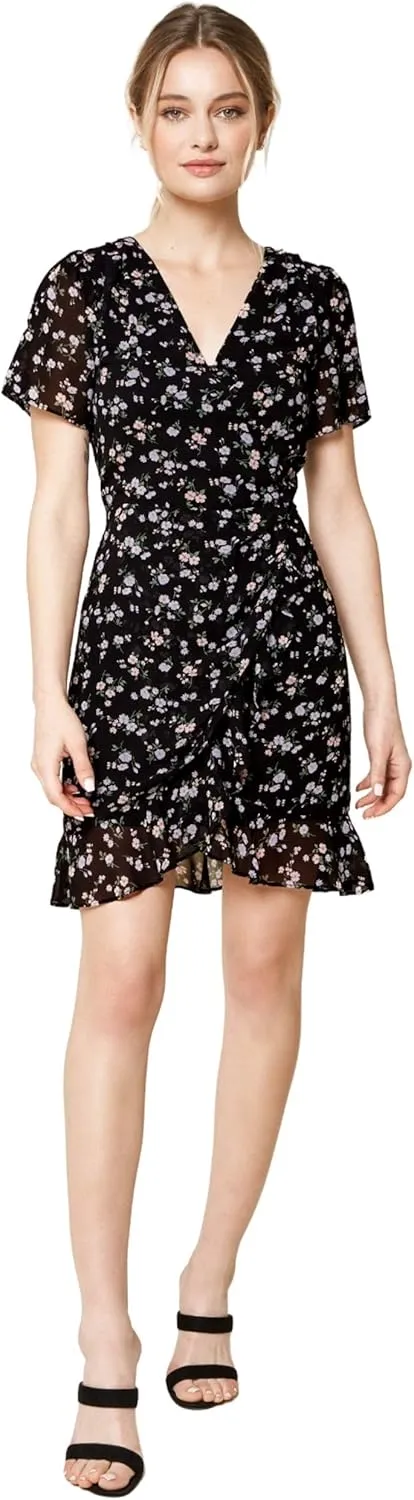 Sugar Lips Women's Lavina Floral Mini Wrap Dress