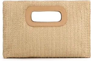 SUKUTU Straw Evening Bag Top Handle Clutch Handbag for Women Summer Beach Travel Crossbody Shoulder Bag with Chain