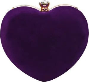 Sun Kea Women Heart Shaped Handbag Mini Clutch Chain Purse Chic Shoulder Bag Evening Tote (Purple New)