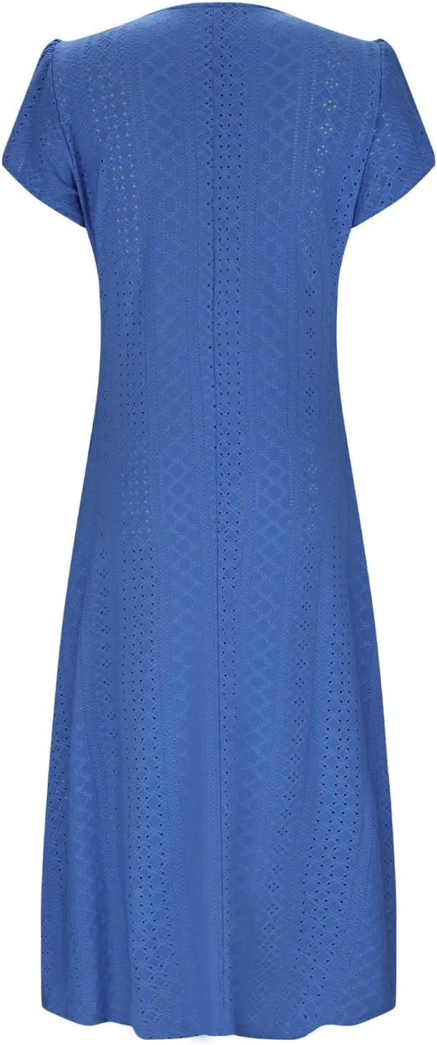 Sundresses for Women 2025 Summer Ruffle Short Sleeve Hollow Out Maxi Dresses Eyelet Embroidery Flowy Dresses