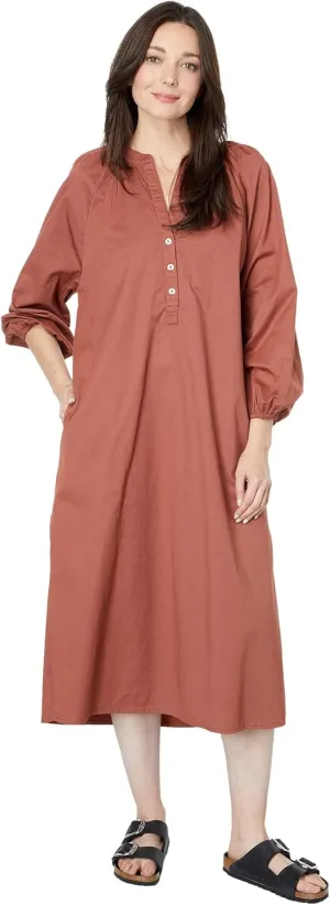 SUNDRY Raglan Cotton Woven Henley Dress