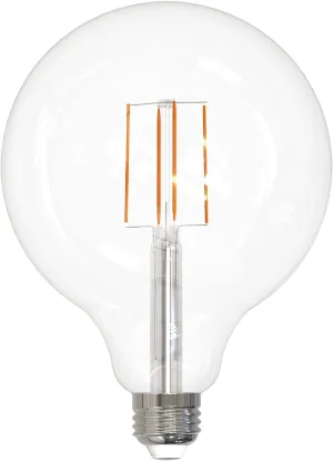 Sunlite 81122 LED G40 Edison Globe Light Bulb, 8.5 Watts (100W=), Standard E26 Base, 800 Lumens, Dimmable, Clear Glass, Antique Long Filament, 90 CRI, Title-20 Compliant, 2700K Warm White, 1 Count