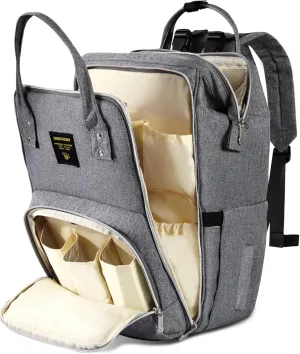 SUNVENO Baby Diaper Bag Backpack, Large Capacity Travel Backpack with Portable Changing Pad for Moms Dads, Grey