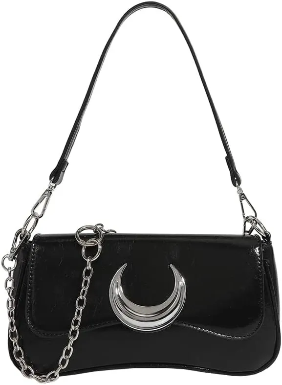Sunwel Fashion Multi-Ways Moon Purse 90s Y2k Crossbody Crescent Handbag Double Straps Satchel Shoulder Bag for Women