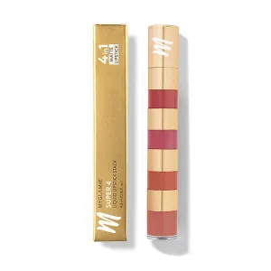Super 4 Liquid Lipstick Stack - Nude Mood (Rose   Mauve   Brown   Pink) | Lipstick Combo Of 4 | Non Transfer, Smudge Proof 4 in 1 Velvet Matte Lipstick (4.8ml)