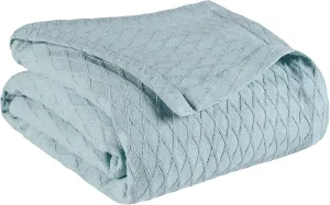 SUPERIOR Diamond Weave All-Season Cotton Blanket, Cover for Home, Couch, Bed, Soft, Warm Blankets, Boho Aesthetic, Comfy, Cozy, and Cute Covers, Decorative Bedding Essentials, King, Aqua