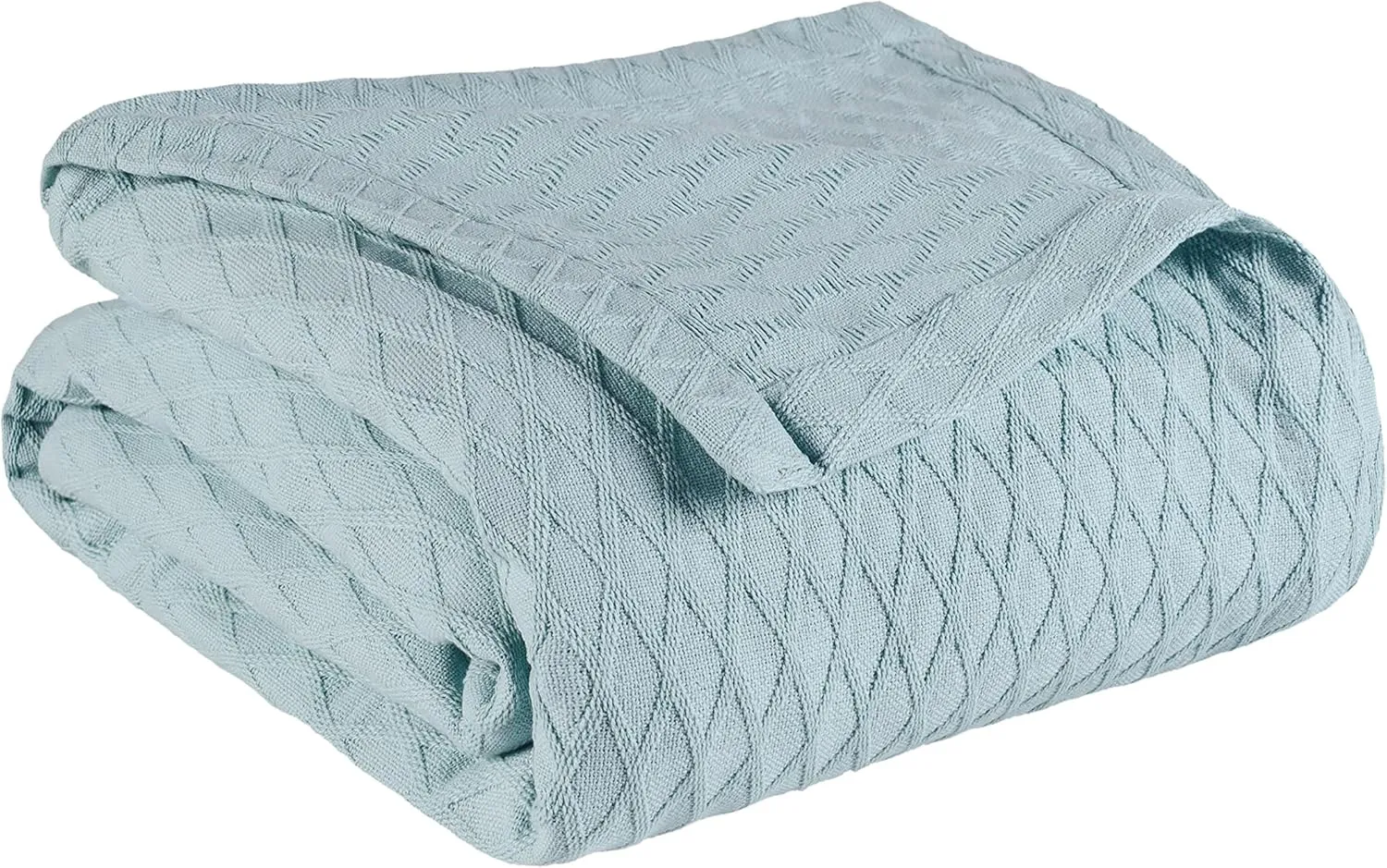 SUPERIOR Diamond Weave All-Season Cotton Blanket, Cover for Home, Couch, Bed, Soft, Warm Blankets, Boho Aesthetic, Comfy, Cozy, and Cute Covers, Decorative Bedding Essentials, King, Aqua