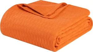 SUPERIOR Diamond Weave All-Season Cotton Blanket, Cover for Home, Couch, Bed, Soft, Warm Blankets, Boho Aesthetic, Comfy, Cozy, and Cute Covers, Decorative Bedding Essentials, King, Burnt Orange