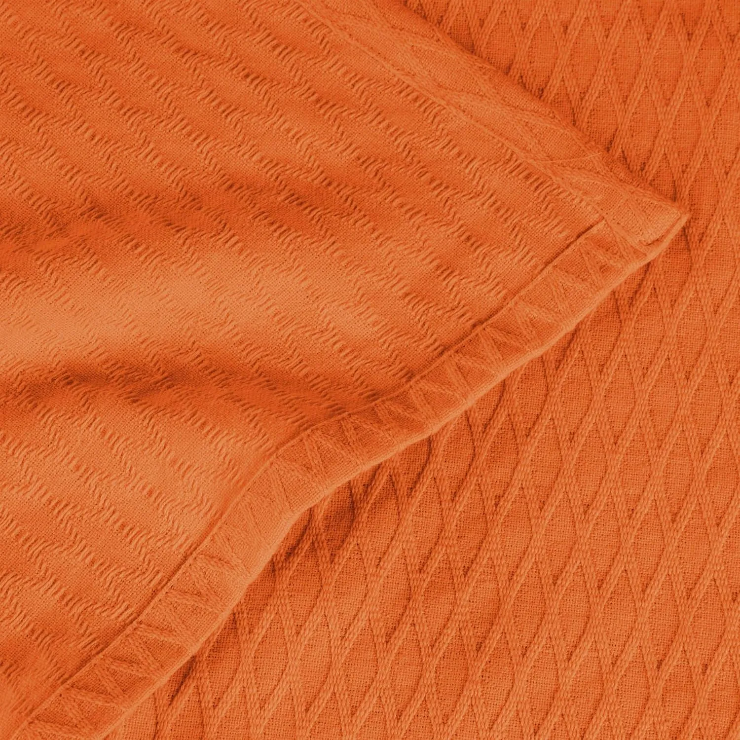 SUPERIOR Diamond Weave All-Season Cotton Blanket, Cover for Home, Couch, Bed, Soft, Warm Blankets, Boho Aesthetic, Comfy, Cozy, and Cute Covers, Decorative Bedding Essentials, King, Burnt Orange