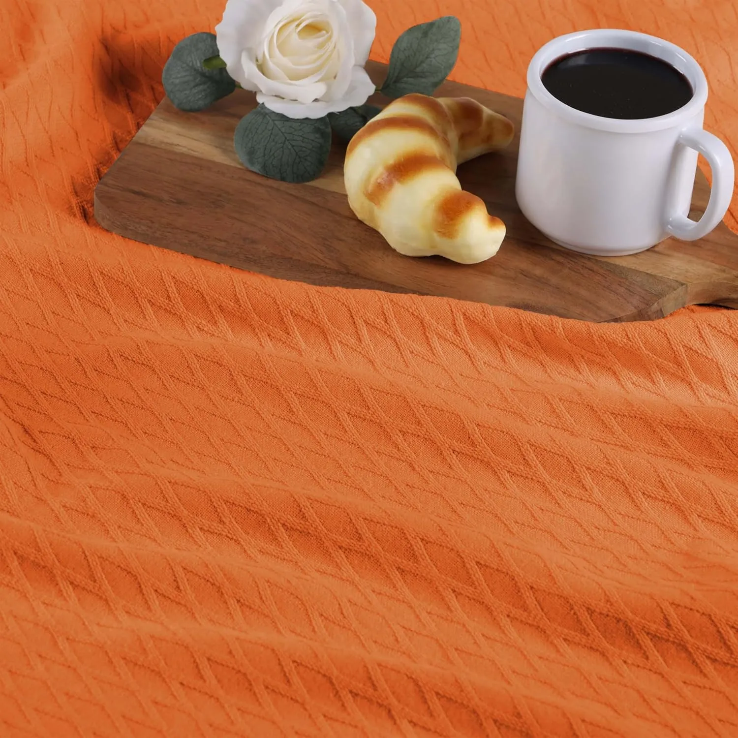 SUPERIOR Diamond Weave All-Season Cotton Blanket, Cover for Home, Couch, Bed, Soft, Warm Blankets, Boho Aesthetic, Comfy, Cozy, and Cute Covers, Decorative Bedding Essentials, King, Burnt Orange