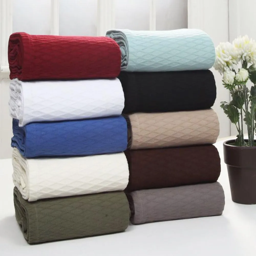 SUPERIOR Diamond Weave All-Season Cotton Blanket, Cover for Home, Couch, Bed, Soft, Warm Blankets, Boho Aesthetic, Comfy, Cozy, and Cute Covers, Decorative Bedding Essentials, King, Burnt Orange