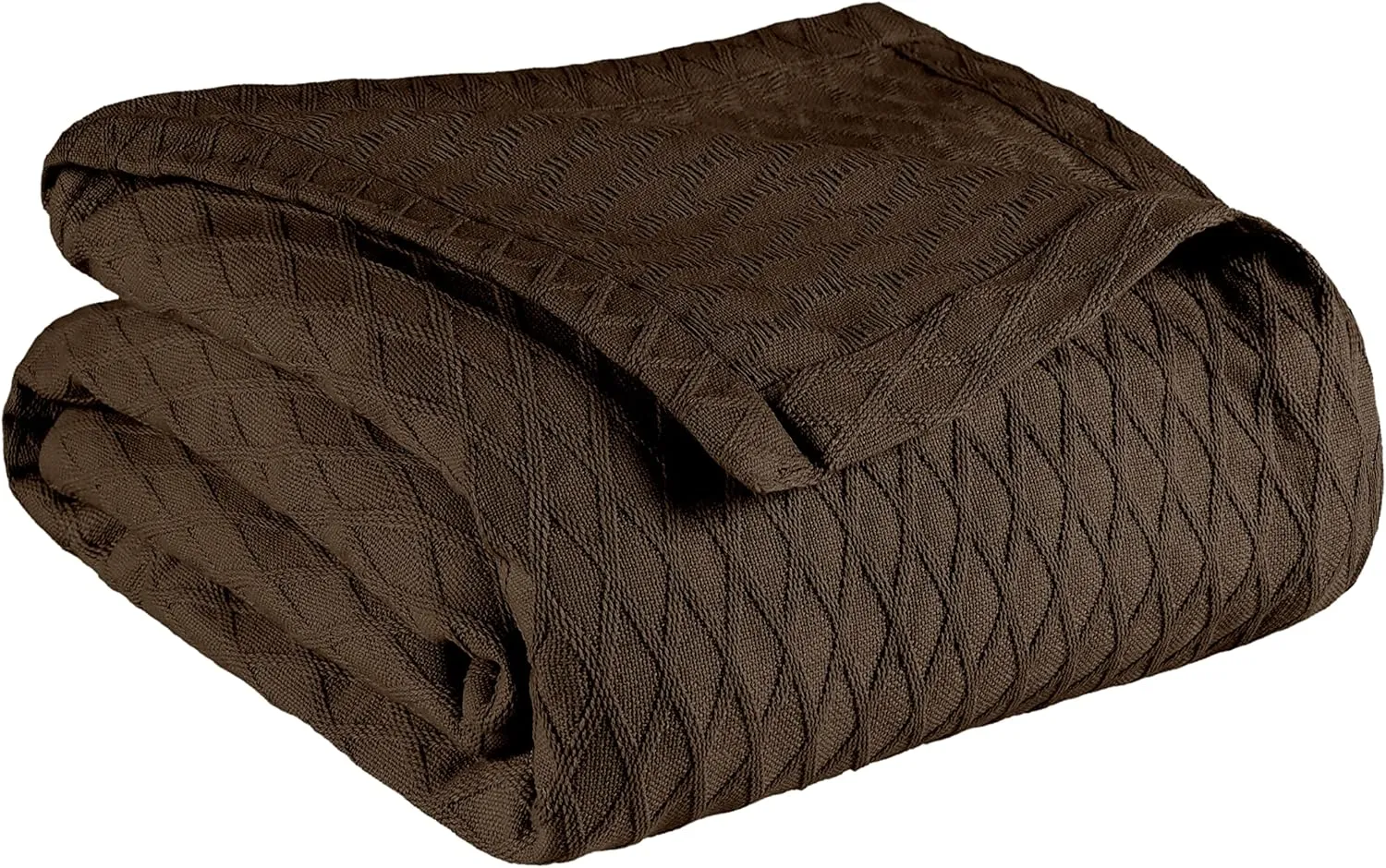 SUPERIOR Diamond Weave All-Season Cotton Blanket, Cover for Home, Couch, Bed, Soft, Warm Blankets, Boho Aesthetic, Comfy, Cozy, and Cute Covers, Decorative Bedding Essentials, King, Chocolate