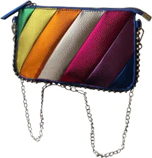 SweatyRocks Women's Colorblock Chain Strap Crossbody Bag Clutch Purses with Zipper