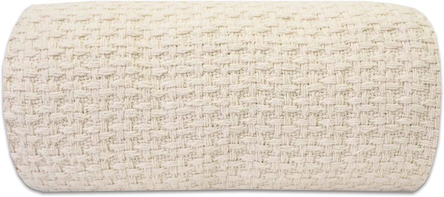 Sweet Home Collection 100% Fine Cotton Luxurious Basket Weave Blanket, Ivory Full/Queen(Pack of 1)