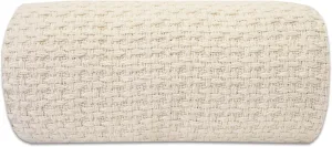 Sweet Home Collection 100% Fine Cotton Luxurious Basket Weave Blanket, Ivory Full/Queen(Pack of 1)