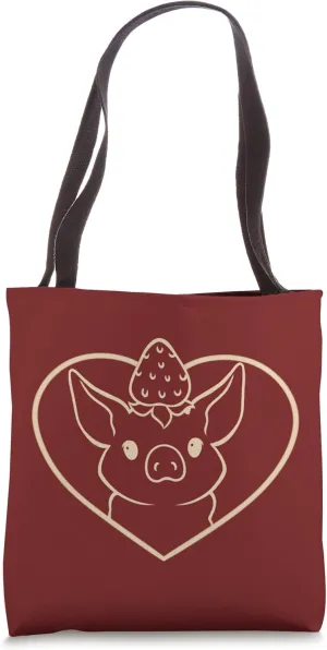 Swine Sow Cute Heart Strawberry Mini Pig Tote Bag