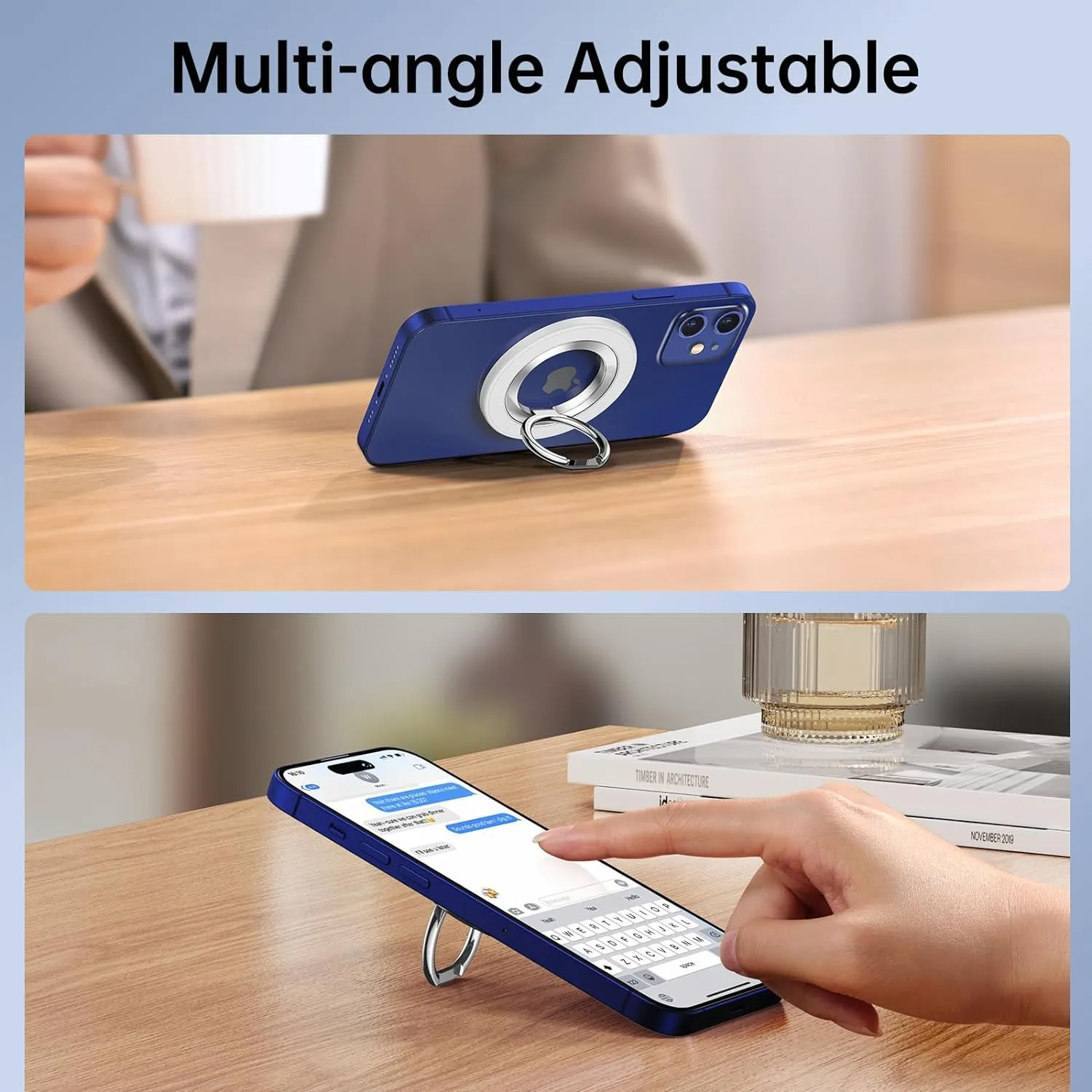 Syncwire Magnetic Phone Ring Holder and Finger Grip Kickstand - Compatible with MagSafe, iPhones, Androids, and Car Mounts - Off-White