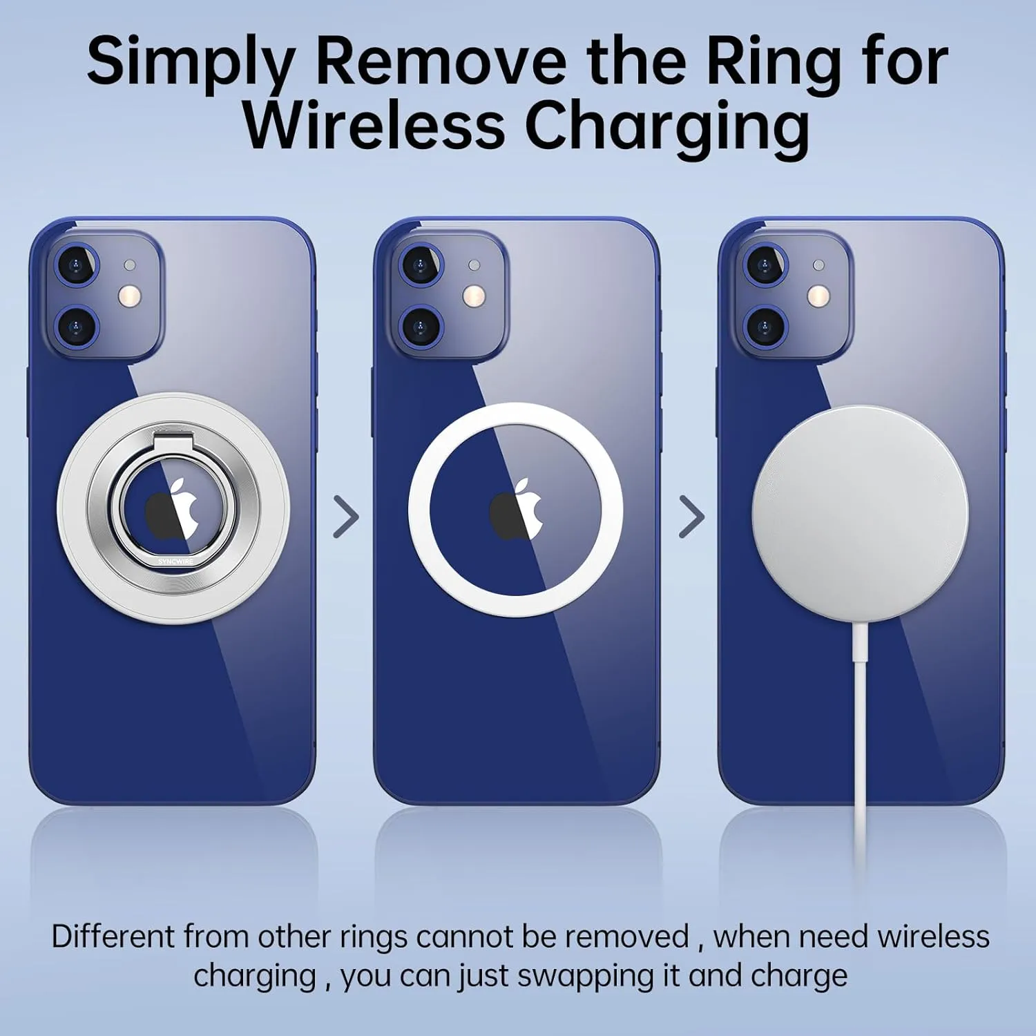 Syncwire Magnetic Phone Ring Holder and Finger Grip Kickstand - Compatible with MagSafe, iPhones, Androids, and Car Mounts - Off-White