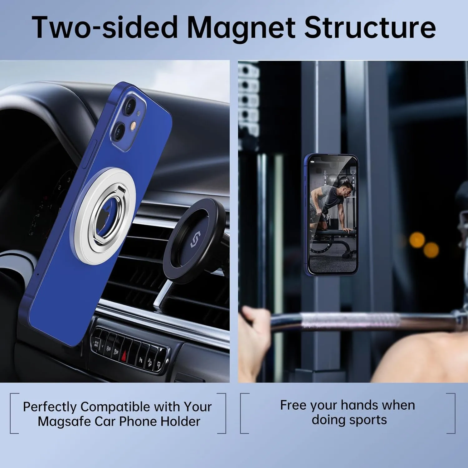 Syncwire Magnetic Phone Ring Holder and Finger Grip Kickstand - Compatible with MagSafe, iPhones, Androids, and Car Mounts - Off-White