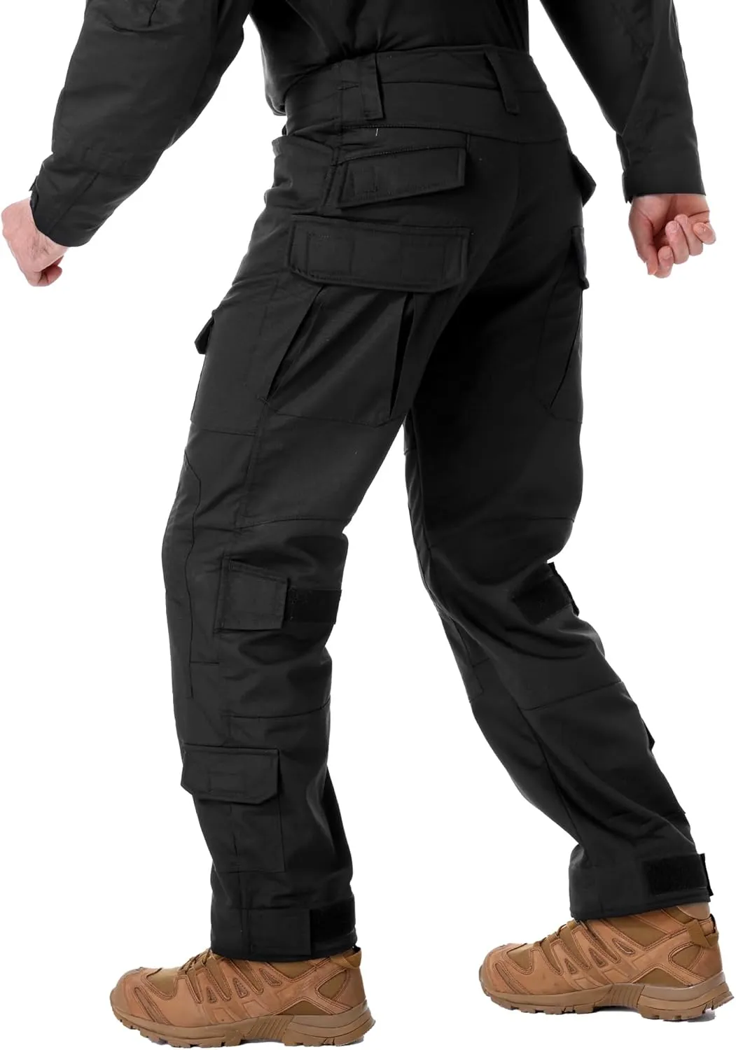 Tactical Pants for Men Water Resistant Hiking Pants Camo Cargo Pants with 10 Pockets No Belt and Kneepad