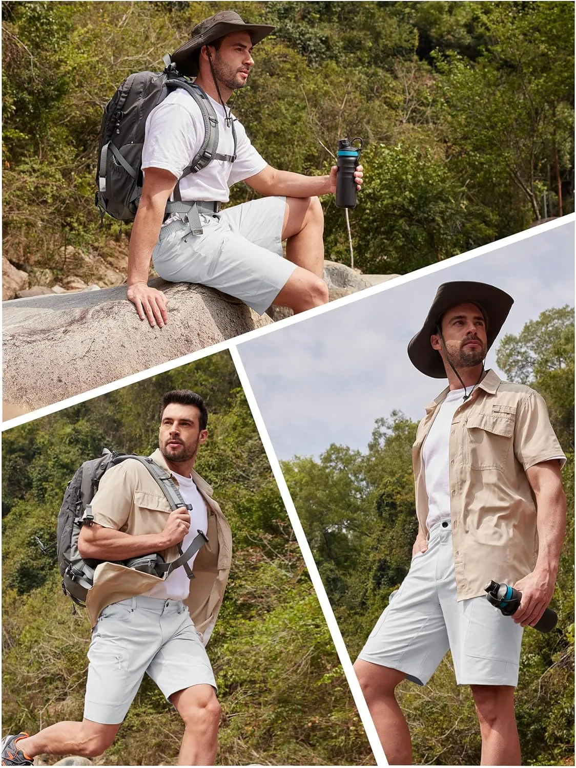 TACVASEN Men's Hiking Cargo Shorts 10" Quick Dry Lightweight Casual Summer Outdoor Golf Shorts with 5 Zipper Pockets