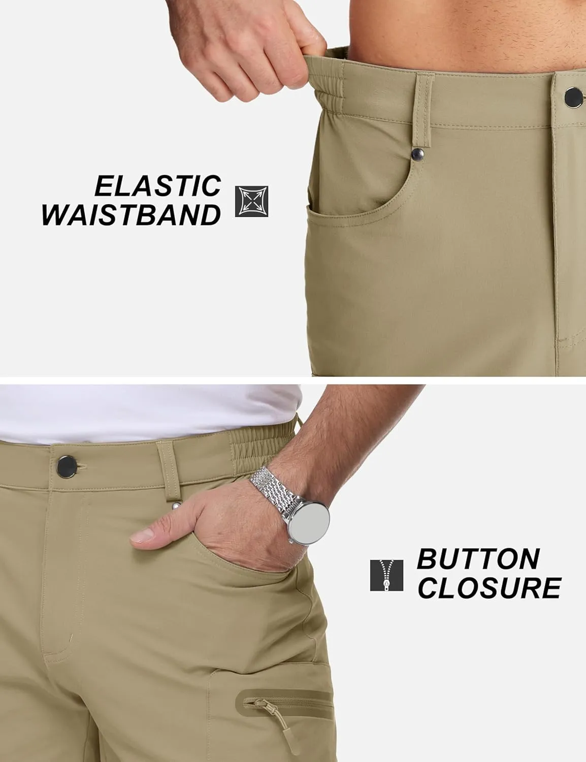 TACVASEN Men's Hiking Cargo Shorts 10" Quick Dry Lightweight Casual Summer Outdoor Golf Shorts with 5 Zipper Pockets